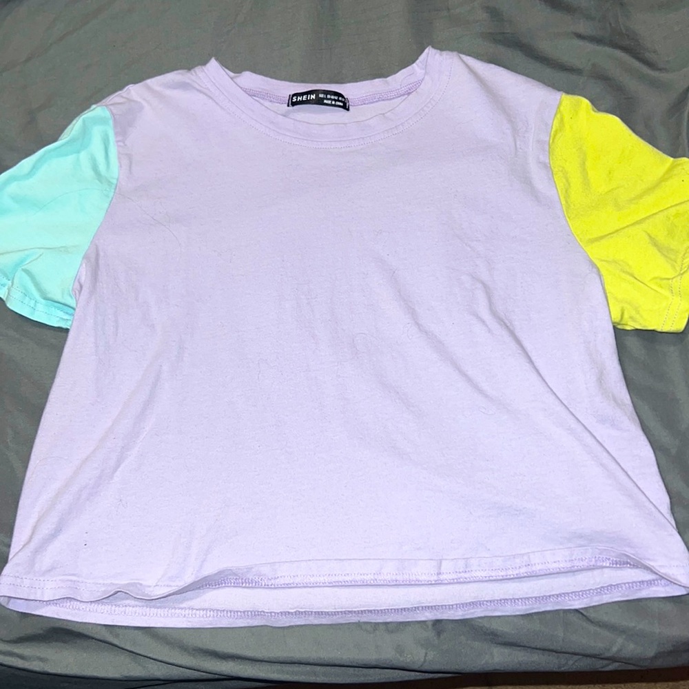 Blue green and purple crop top